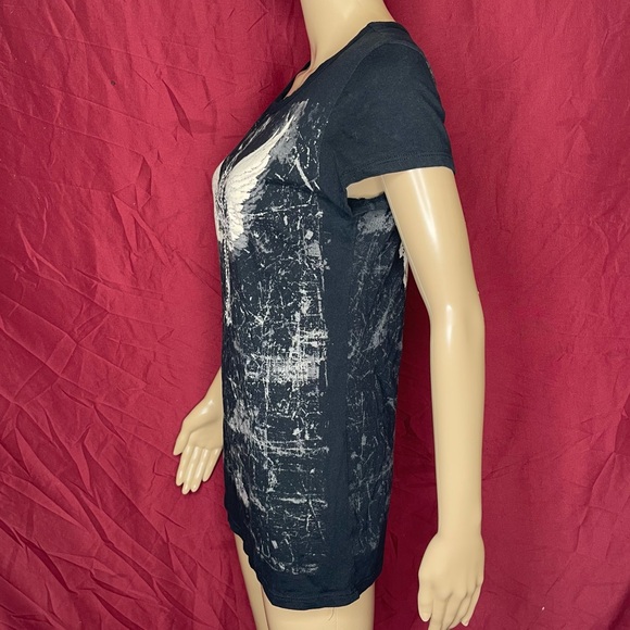 Vintage Y2K Cotty On Studded Cross Angel Wing Fitted Elongated Tee XL - Picture 3 of 6